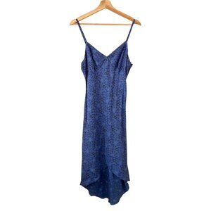 Vintage‎ Y2K Express Silk Floral Midi Slip Dress Blue Size Small Romantic Fairy